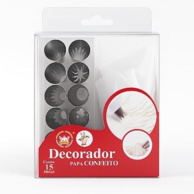Picture of 12-Piece Cake Decorating Set with Stainless Steel Piping Tips - Multicolor