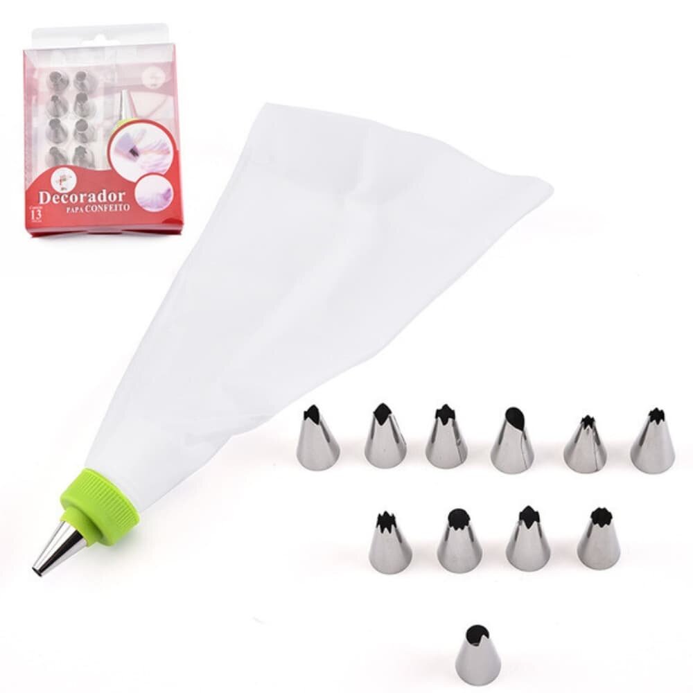 Picture of 12-Piece Cake Decorating Set with Stainless Steel Piping Tips - Multicolor