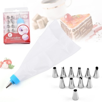 Picture of 12-Piece Cake Decorating Set with Stainless Steel Piping Tips - Multicolor