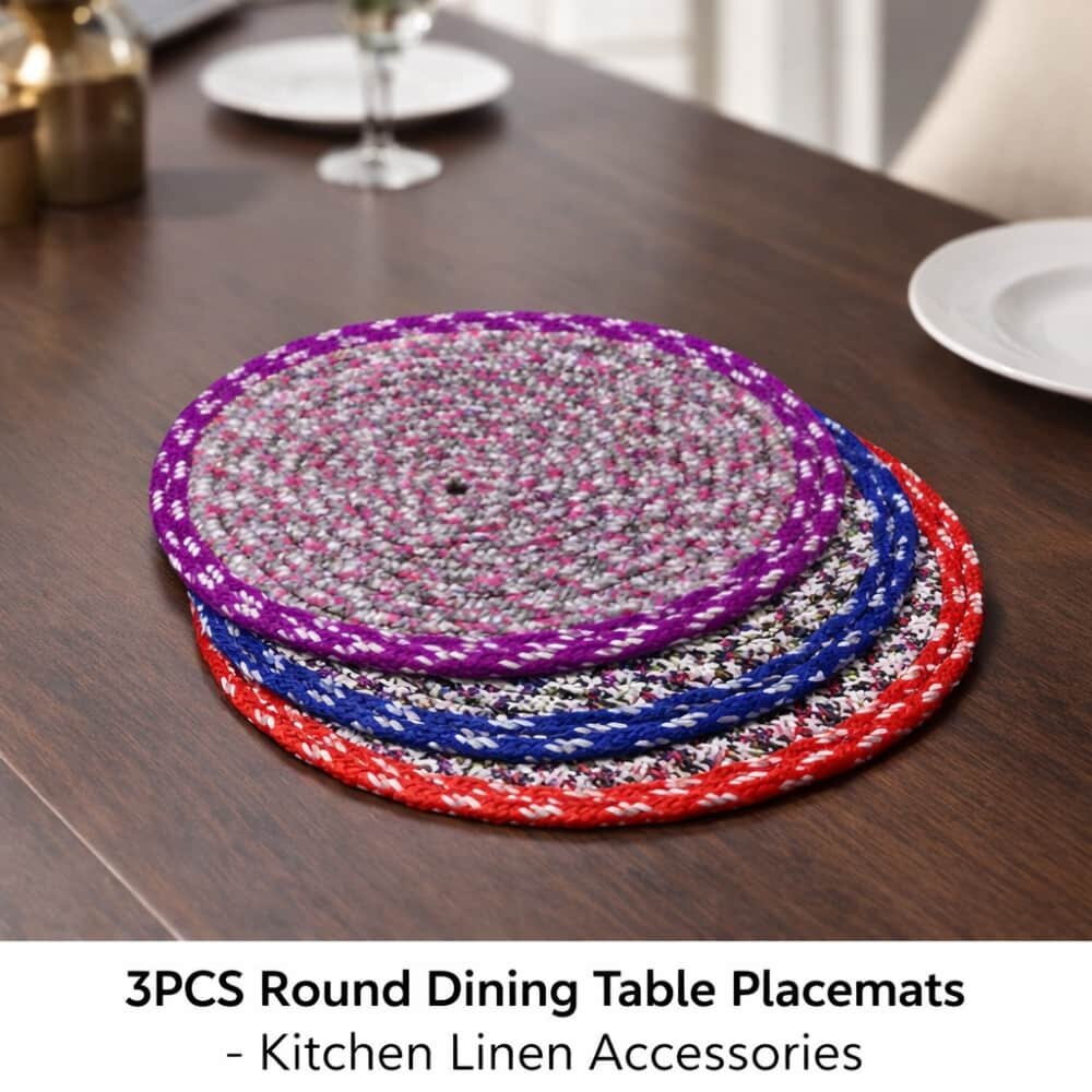 Picture of 3PCS Round Dining Table Place mats – Kitchen Linen Accessories - Multicolor