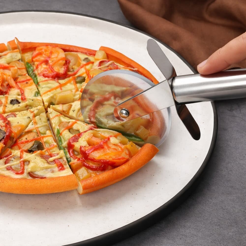 Picture of Stainless Steel Pizza Cutter Wheel Round Roller Knife – Silver - Multicolor
