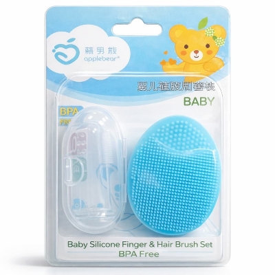 Picture of Apple bear Baby Silicone Finger & Hair Brush Set – BPA Free - Multicolor