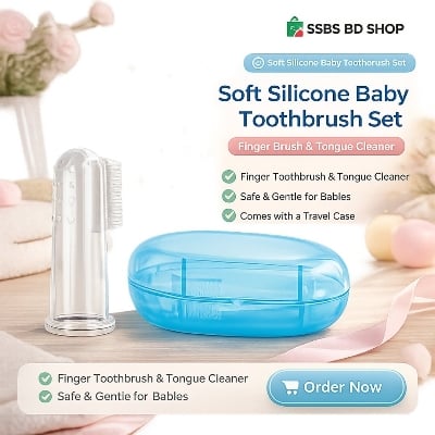 Picture of Soft Silicone Baby Toothbrush Set – Finger Brush & Tongue Cleaner - Multicolor