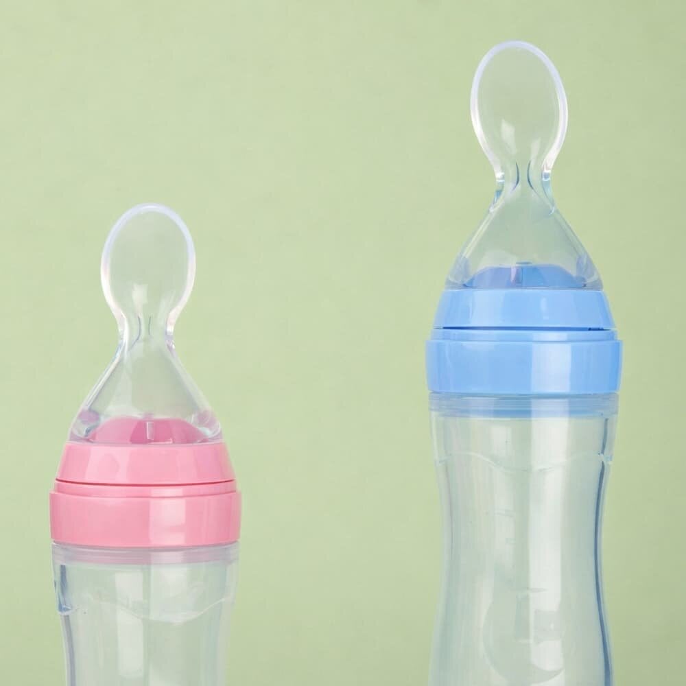 Picture of Food‑Grade Silicone Baby Squeeze Feeder Bottle – Soft Spoon - Multicolor