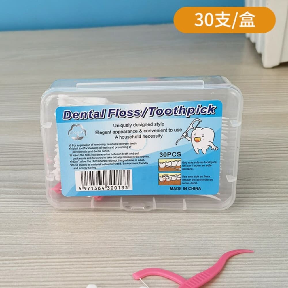 Picture of Dental Floss Toothpick (30pcs Box) – Disposable Interdental Cleaning Sticks - Multicolor