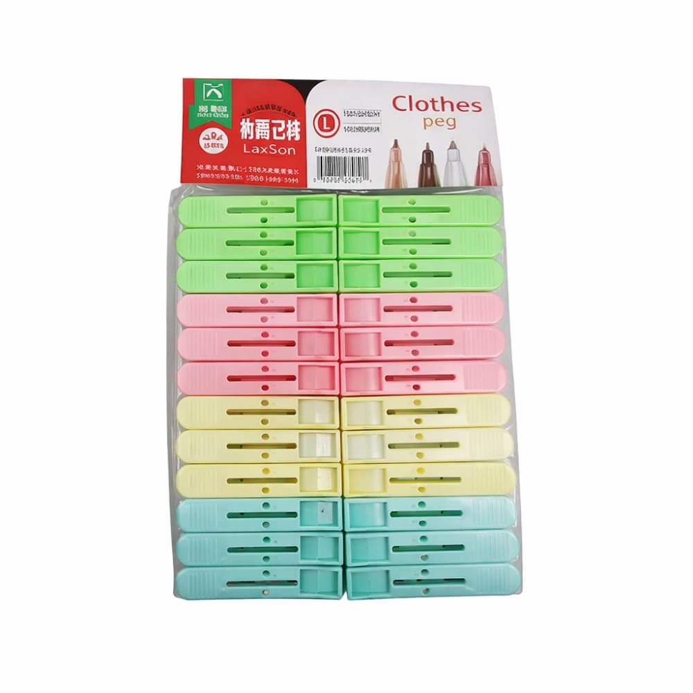 Picture of 24 Pcs Colorful Clothes Peg Set – Strong Grip Plastic Clips - Multicolor