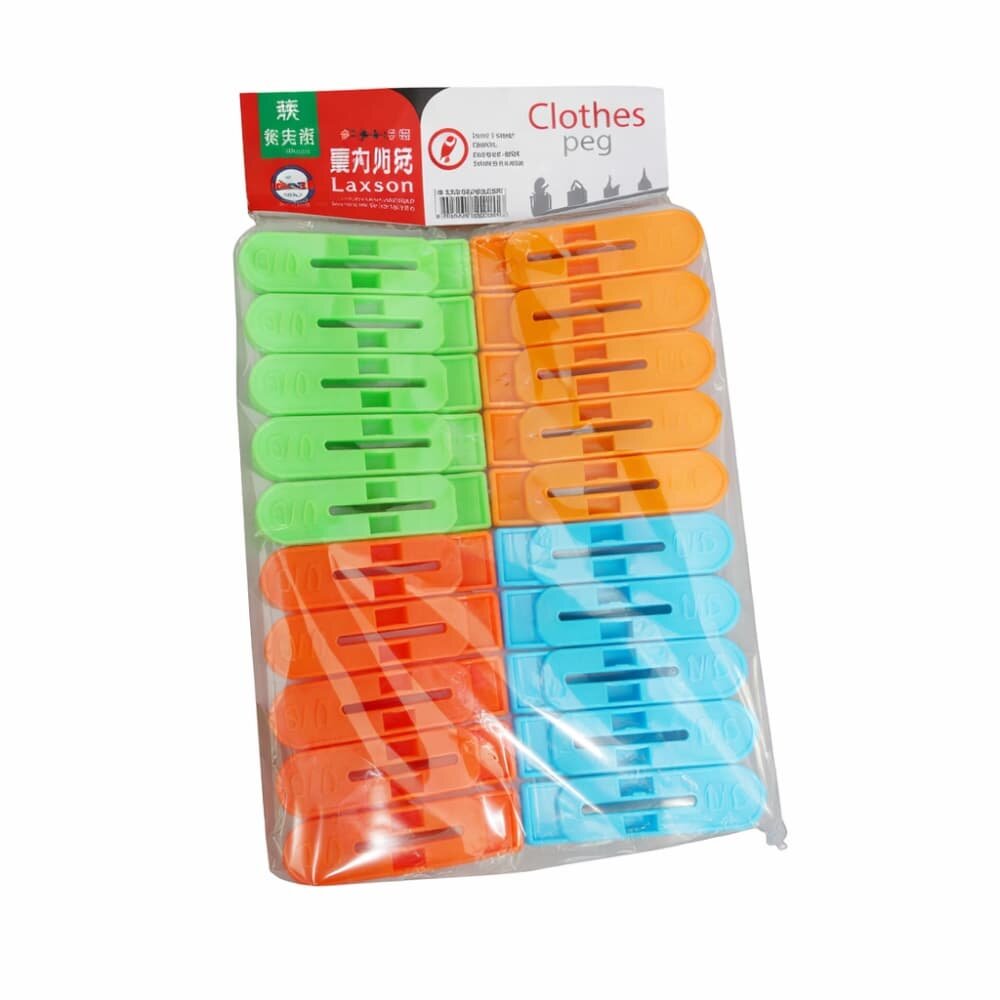 Picture of 20 Pcs Big Colorful Clothes Peg Set Strong Grip Plastic Clips 