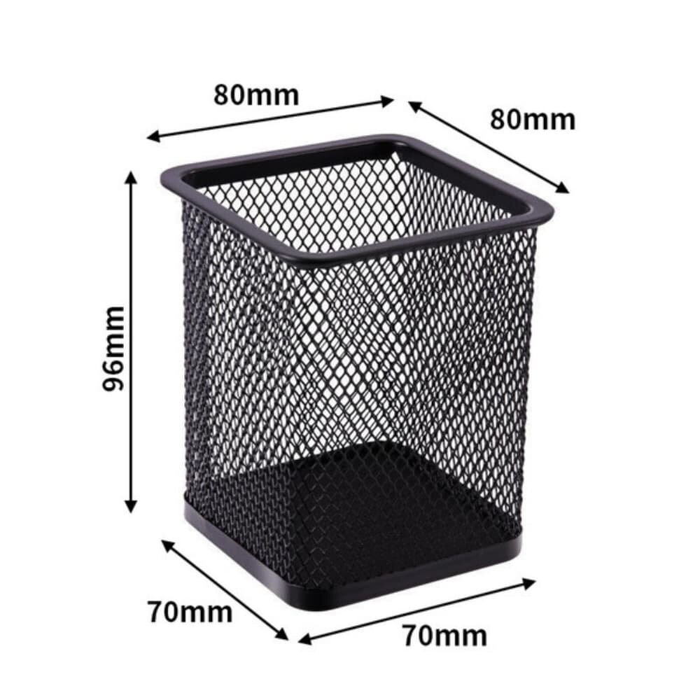 Picture of Square Metal Mesh Pen Holder – Durable Desk Organizer (Black)