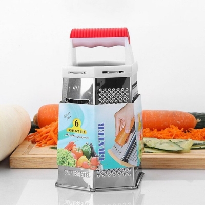 Picture of 9-Inch Stainless Steel 6-Sided Kitchen Grater for Vegetable, Cheese & Garlic - Multicolor