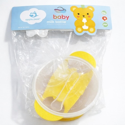 Picture of Apple Bear Baby Suction Bowl with Heat-Sensitive Spoon Safe Feeding Set - Multicolor