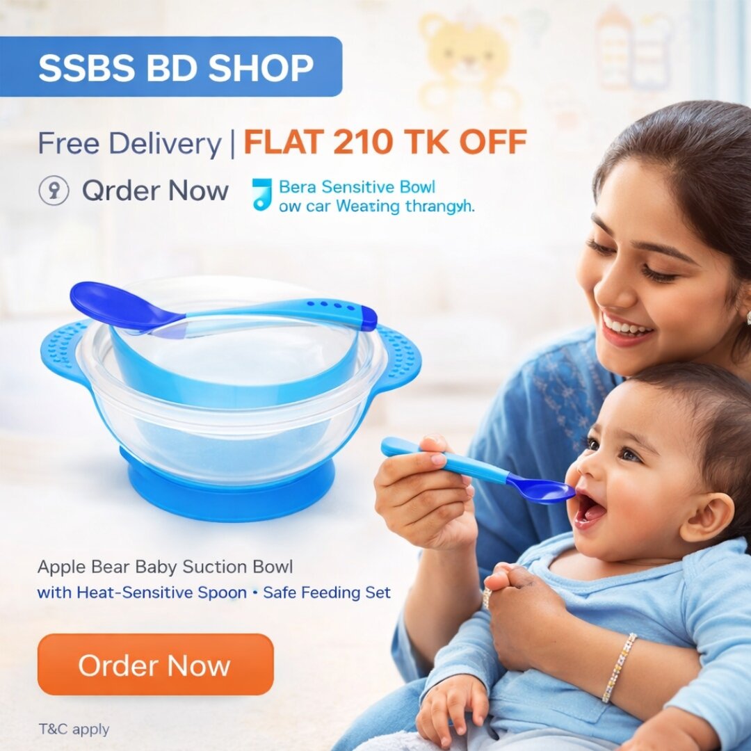 Picture of Apple Bear Baby Suction Bowl with Heat-Sensitive Spoon Safe Feeding Set - Multicolor