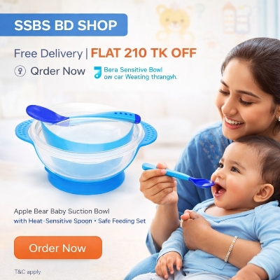 Picture of Apple Bear Baby Suction Bowl with Heat-Sensitive Spoon Safe Feeding Set - Multicolor