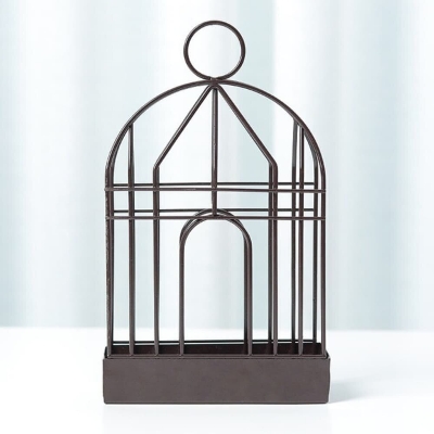 Picture of Iron Birdcage Mosquito Coil Holder with Cover & Handle Black