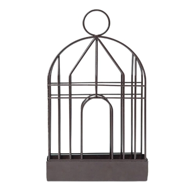 Picture of Iron Birdcage Mosquito Coil Holder with Cover & Handle Black
