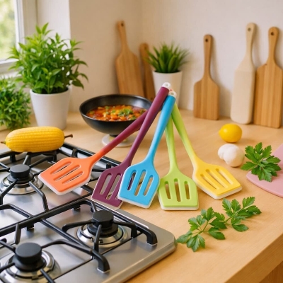Picture of 31cm Food Grade Silicone Non-Stick Cooking Spoon – Heat Resistant Kitchen Spatula - Multicolor