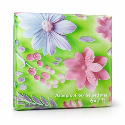Picture of Waterproof Rexine Bed Mat 6×7 ft (Floral Print) - Multicolor