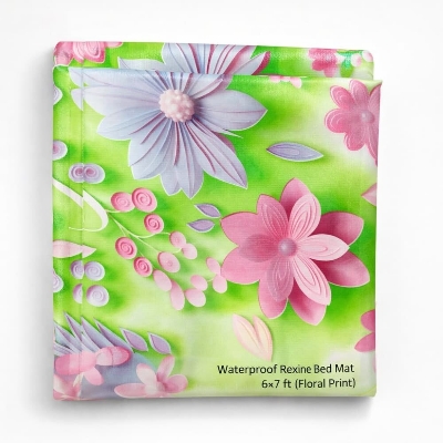 Picture of Waterproof Rexine Bed Mat 6×7 ft (Floral Print) - Multicolor