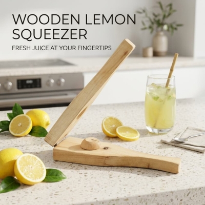 Picture of Wooden Lemon Squeezer Manual Juicer for Home Kitchen - multicolor