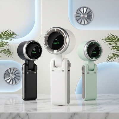 Picture of N607 Turbo High-Speed Handheld Fan with Digital Display - Multicolor