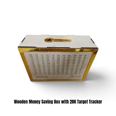 Picture of Wooden Money Saving Box with 20K Target Tracker