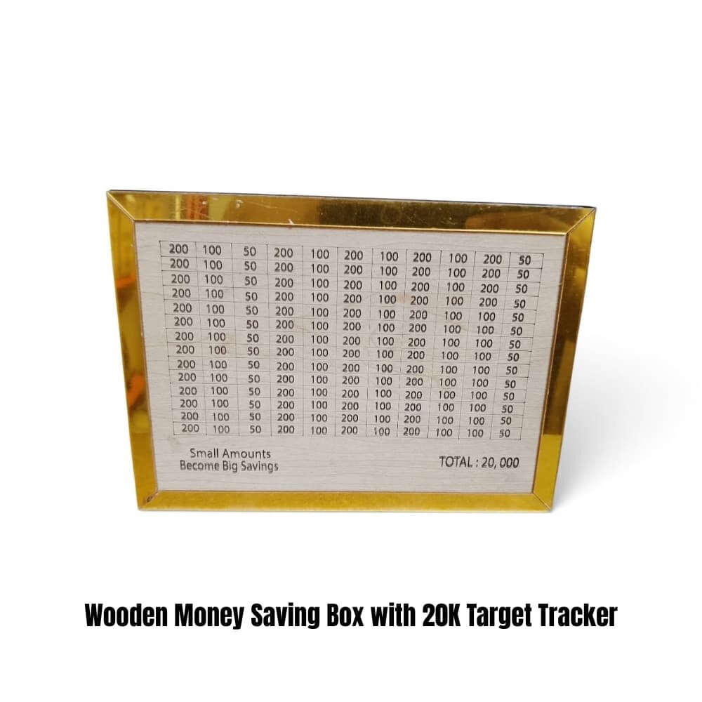 Picture of Wooden Money Saving Box with 20K Target Tracker