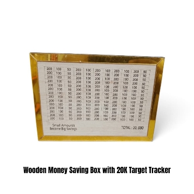 Picture of Wooden Money Saving Box with 20K Target Tracker