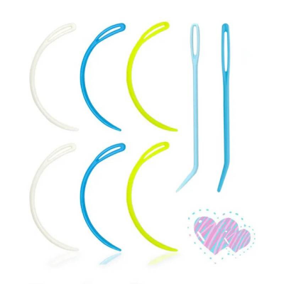 Picture of [11TK Deal] Roll over image to zoom in Egurs 06 Pieces Large Eye Plastic Sewing Needles Bend Plastic Yarn Needles Colorful Plastic Needles for DIY Sewing Handmade Crafts White