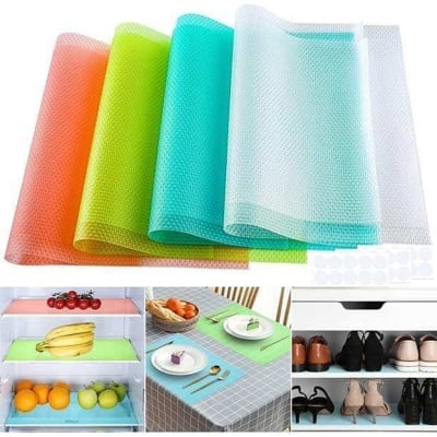 Picture of 4 Pcs Set  Refrigerator Waterproof Pad Antifouling Mildew Moisture Can Be Cut Washed Pad Fridge Mats