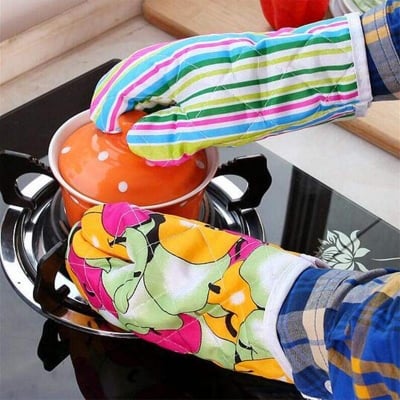 Picture of 1 Pair Kitchen Cooking Mitts Microwave Kitchen Light Thin Oven Gloves Heat Resistant