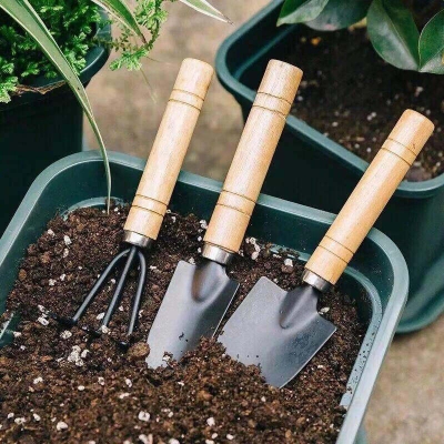 Picture of 3Pcs Set Gardening Tools – Small Shovel, Rake, and Potting Supplies for Flowers, Vegetables, and Succulents