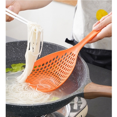 Picture of Large Scoop Colander Strainer, Skimmer Slotted Spoon Thermoplastic Cooking Utensils for Kitchen Baking Heat