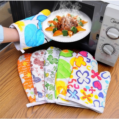 Picture of 1 Pair Colorful Stock Oven Mitts or BBQ Gloves Lovely Kitchen Light Thin Oven Gloves Heat Resistant