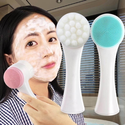 Picture of 1 Pcs Double-Sided Soft Silicone Facial Cleanser Brush Home Use Facial Cleaner Cleansing Brush Skin Care Tool