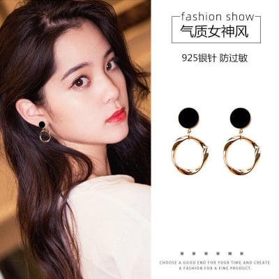 Picture of Indispensable -Black Stone Dangle Earrings for Women Full Rhinestone Flower Earrings 2022 Korean Fashion Cute Jewelry- Innovative