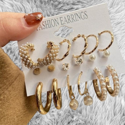 Picture of 1 set 9 Pairs Big Earring for Women and Girls