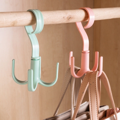 Picture of 1 Pcs 360 Degree Rotating 4 Claw Hook Rack Multi-Functional Creative Clothes Hangers Tie Belt Bag Cap Storage Hanger Plastic Hanger Hook