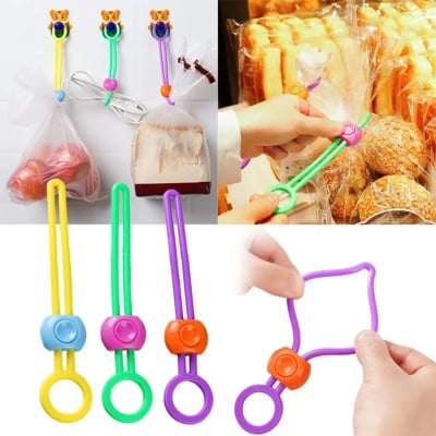 Picture of 5 Pcs Snack Bag Sealing Strap, Food Bag Clips, Multi-Purpose Sealer hanging Clip protect Food closer