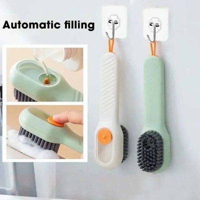 Picture of Multifunctional Shoe Brush Automatic Liquid Discharge Smooth Handle OEM Soft-Bristled Laundry Clothing Soap Dispensing Brush