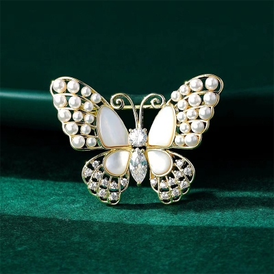 Picture of Splendid Indispensable -Quality And Durablity -Pearl Rhinestone wt Butterfly brooch Hijab Safety Pin For Girls Women- Innovative