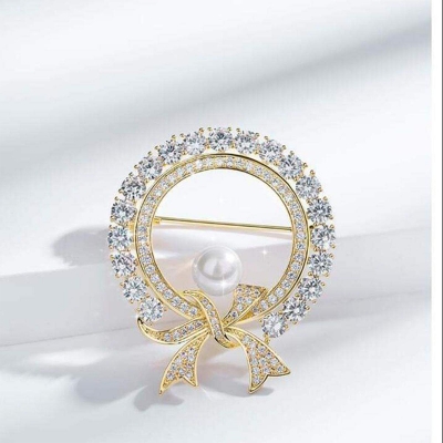Picture of Bowknot a Pearl brooch Hijab Pin For Girls Women or sharee pin