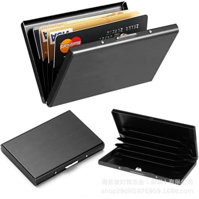 Picture of Unisex Stainless Steel Wallet for Men and Women - Ultra Thin RFID Blocking Metal Card Holder Style