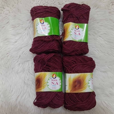 Picture of High Quality Dyed 3 Ply N.A Brand Yarn 25g  Yarn  4 Pices For Crochet Weaving And Knitting-Maroon