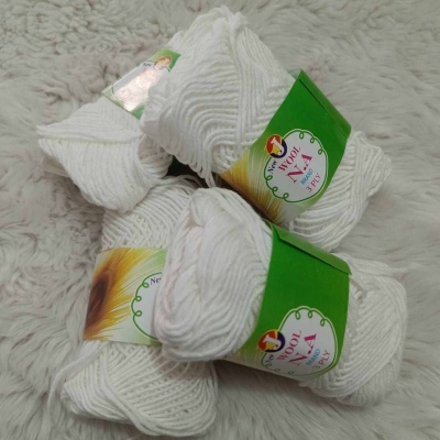 Picture of High Quality Dyed 3 Ply N.A Brand Yarn 25g  Yarn  4 Pices For Crochet Weaving And Knitting-White