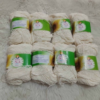 Picture of High Quality Dyed 3 Ply N.A Brand Yarn 25g  Yarn  8 Pices For Crochet Weaving And Knitting-Off White