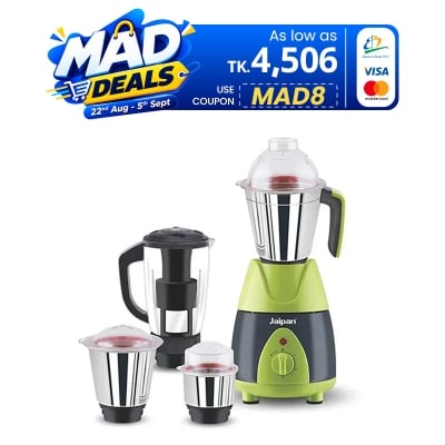 Picture of Jaipan Fruttica 1000W Mixer Grinder with Juicer  4 in 1 SS Jars  