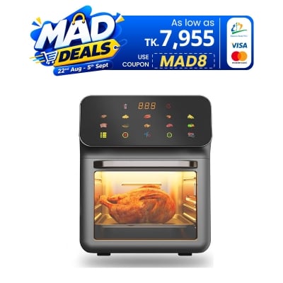 Picture of Hoffmans Glass Window View 12Ltr Professional 10-in-1 Multifunctional Digital Air Fryer With Smart LCD Touch Control HM-797