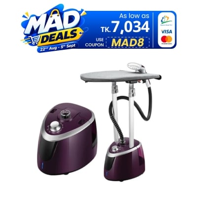 Picture of Miyako Steam Iron Vertical Steam Steamer for Clothes, 1950W Telescopic Double Posts Steamer for Commercial Home