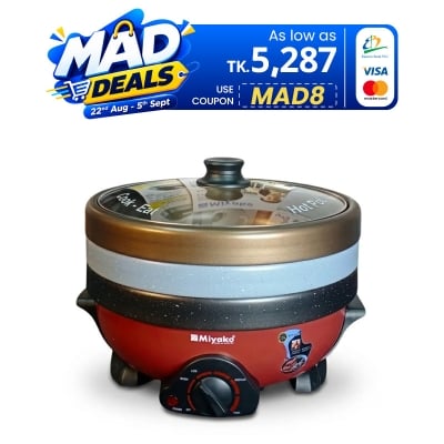 Picture of Miyako Multi Cooker 5 Ltr With 3 Pot & 3 Glass Lid Elcetric  Curry Cooker For Fast Cooking -MC-580T
