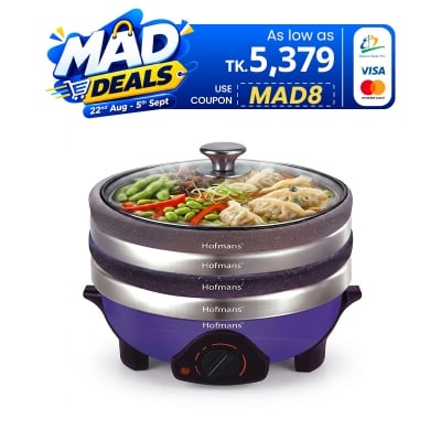 Picture of Hofmans 6Ltr Inverter Electric Multi Cooker With 4 Pot And 4 Glass Lid -STI-MC-10