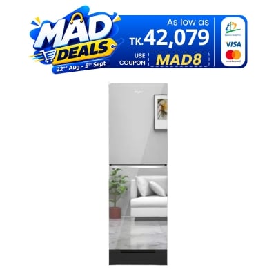 Picture of Whirlpool  257 Liter Glass Door Inverter Frost Refrigerator Freshmagic PRO Mirror